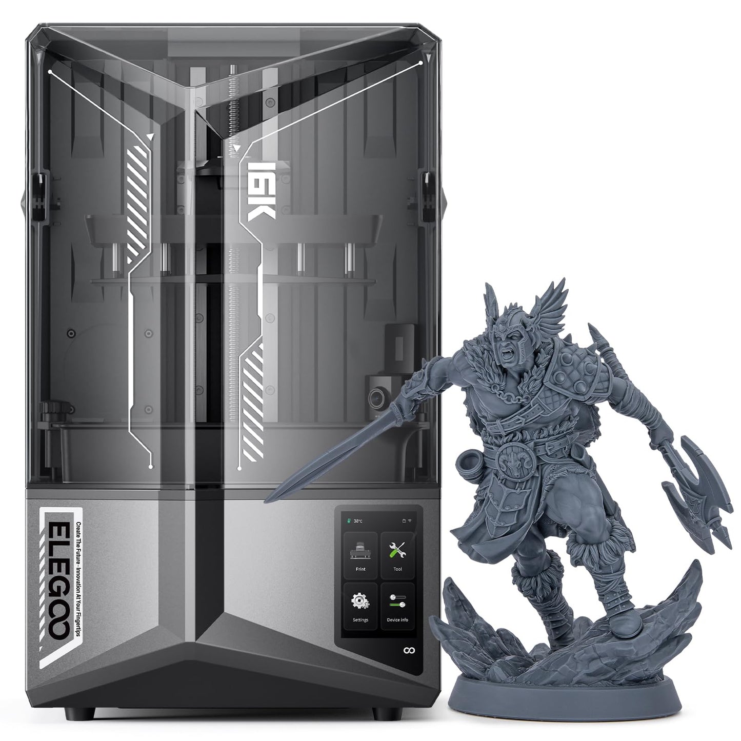 ELEGOO 16K Saturn 4 Ultra Resin 3D Printer, Fast Printing up to 150mm/h, 10inch 16K Ultra High Resolution, Automatic Leveling, Smart Mechanical Sensor, AI Camera, Large Printing Size 8.33"×4.66"×8.66"