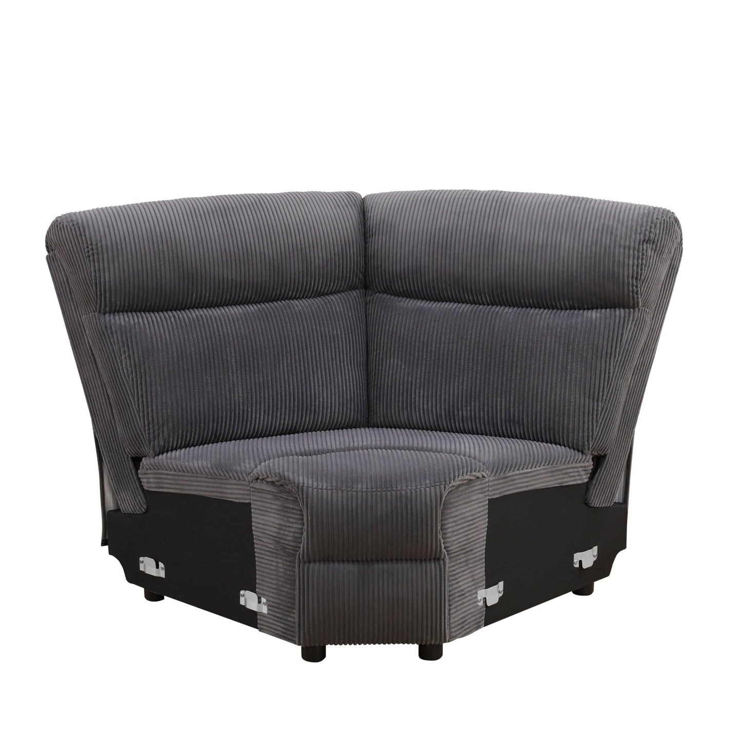 UOCFYK Recliner Sectional Sofa Set, L-Shaped Reclining Couch with 2 Recliner Seats, Reclining Corner Couches with Cup Holder and Storage Console for Home Theater & Living Room, Grey