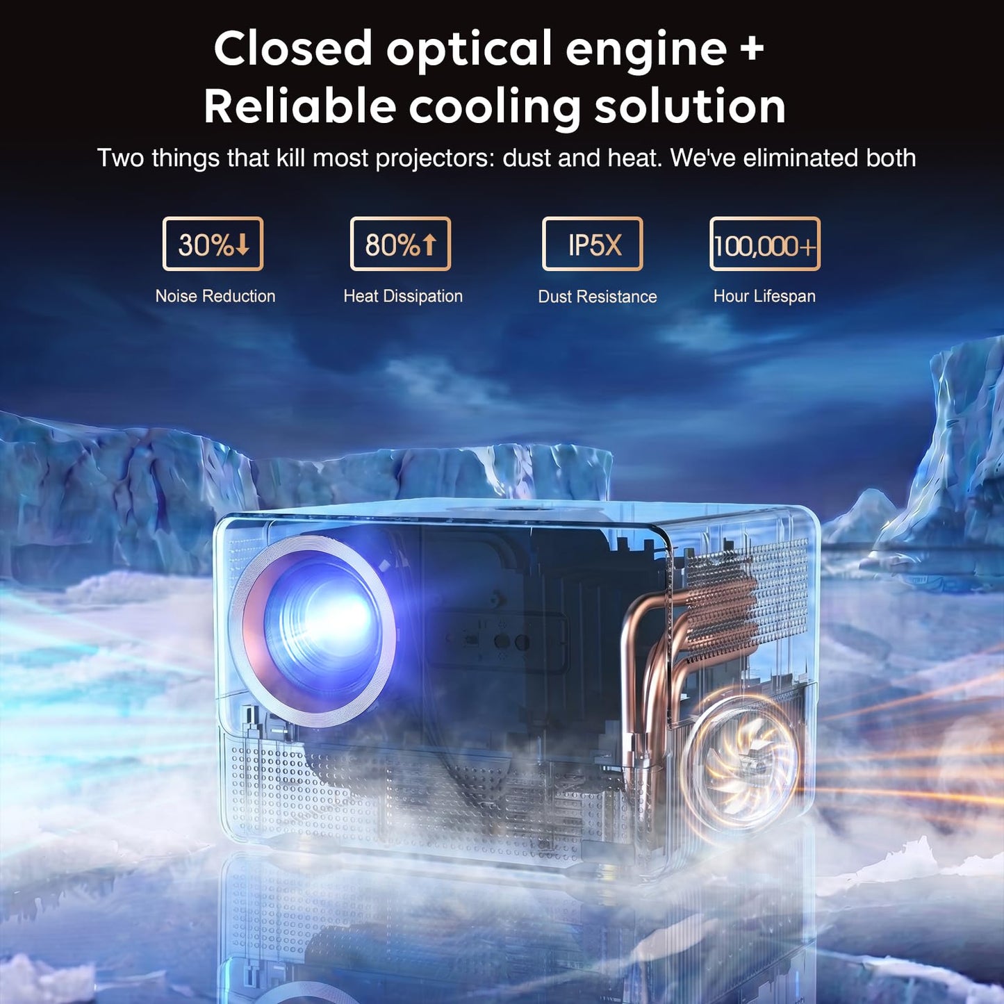 Ecosky 3500 ANSI Lumens Licensed Google TV Projector, Native 1080P 4K Supported Smart Projector with Auto Focus, Keystone, WiFi Bluetooth for Bedroom Home Theater Outdoor Movies