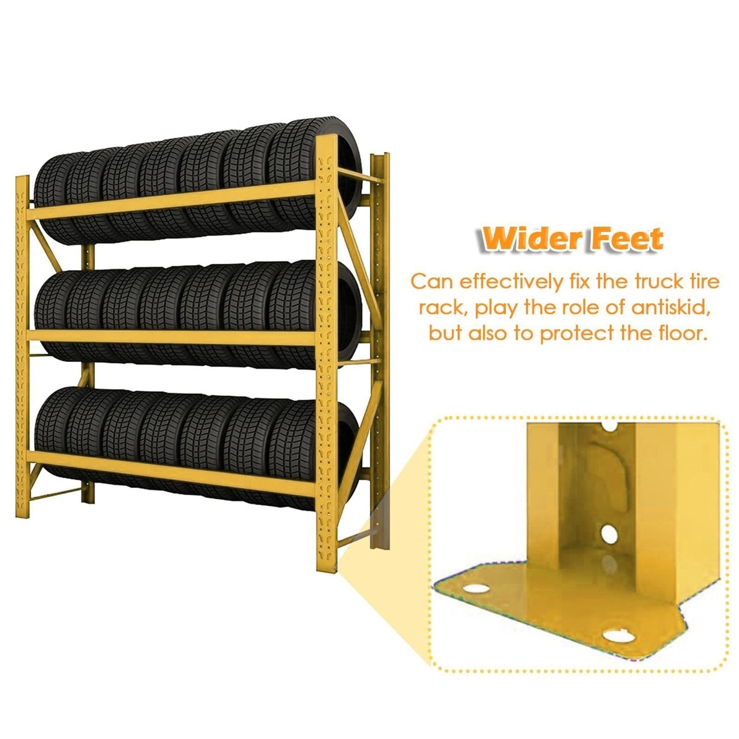AOCDNEK Heavy Duty Tire Storage Rack, Steel, 1100lb,Load Capacity, Height Adjustable,for Auto Repair Shops Garages(Yellow,59x19.6x78.7in)