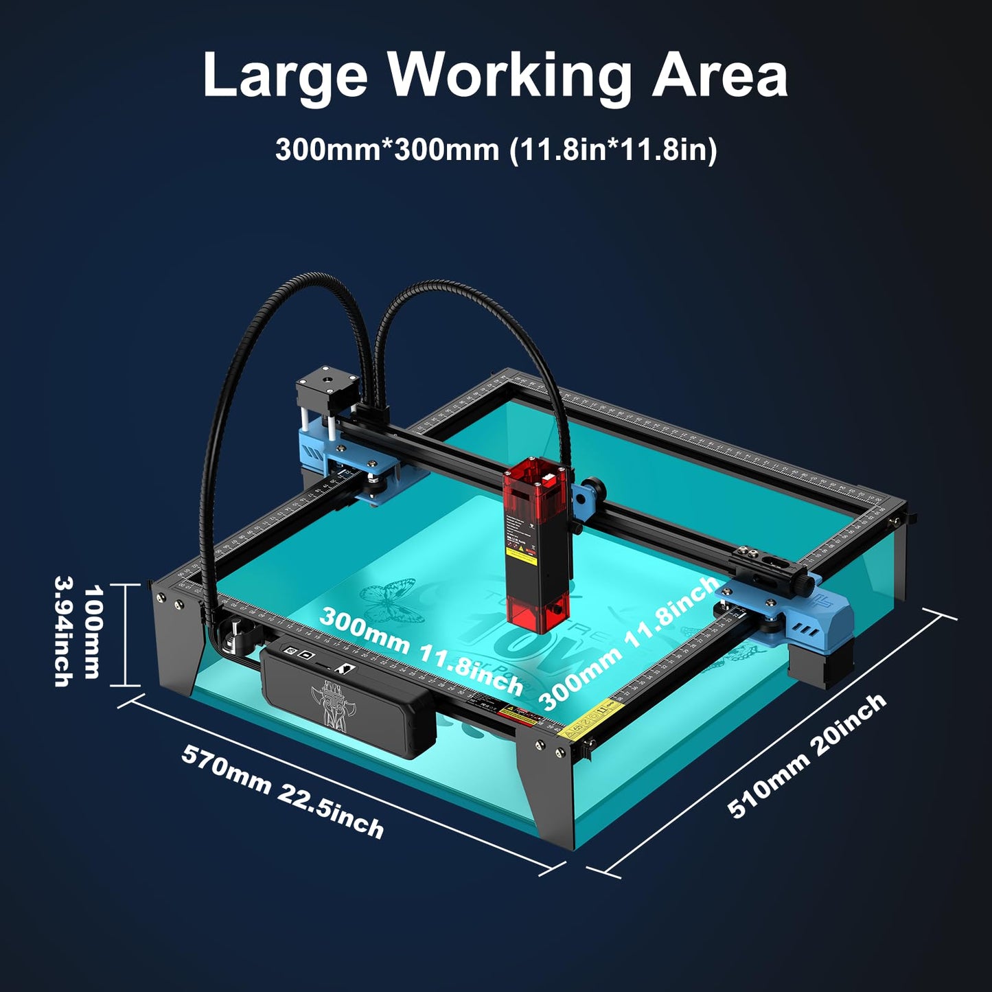 Twotrees TTS-10 Pro Laser Engraver,10000mW High Precision Laser Engraving Machine,Laser Cutter,30000mm/min Speed,0.069mm Laser Spot Engraver Machine for DIY,Wood,Metal,Acrylic,Glass,Stainless Steel