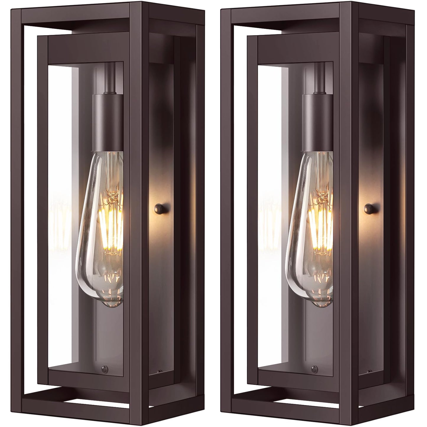 Slypadan Outdoor Light Fixture 15in Oil-Rubbed Bronze Waterproof Wall Sconces 2-Pack with Clear Glass Shade