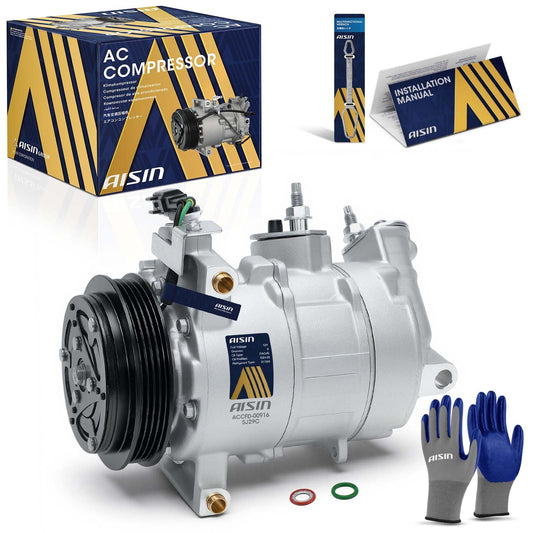 AISIN AFTERMARKET ACCFD-00916 Air Conditioner AC Compressor - Compatible with Ford Mustang EcoBoost Premium 2015-2023 2.3L - with 4-Pulley Groove, with Clutch