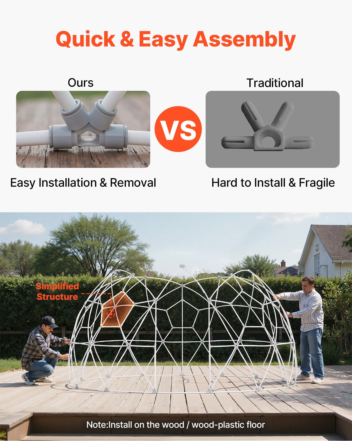 VEVOR Garden Dome Tent, 12 x 7.2 ft Clear Bubble Tent House for 4–7 Person, Waterproof PVC Geodesic Dome Greenhouse with Ventilated Window, Outdoor Igloo