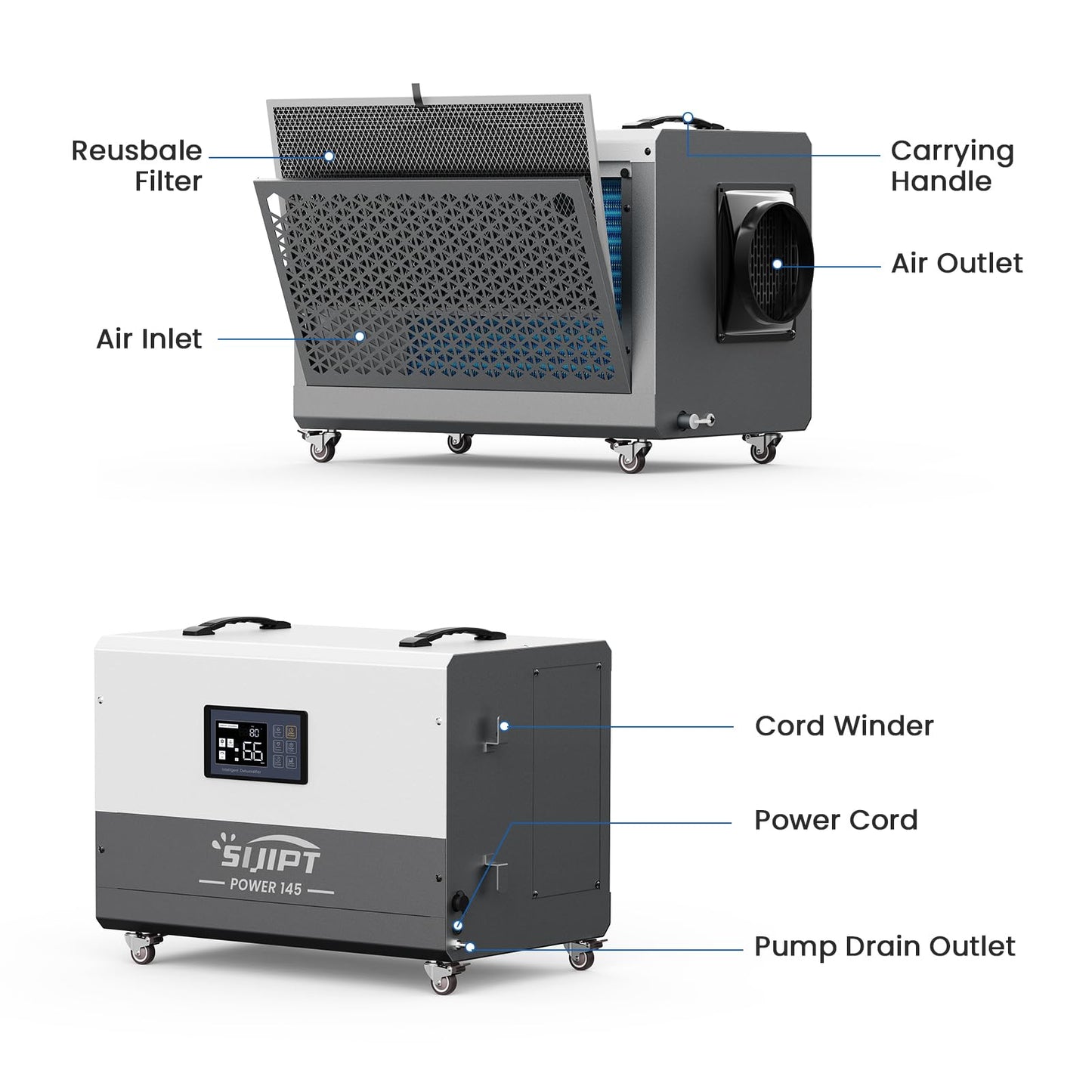 145 Pint Dehumidifier with Pump for 6000 Sq Ft Basement, Energy Star