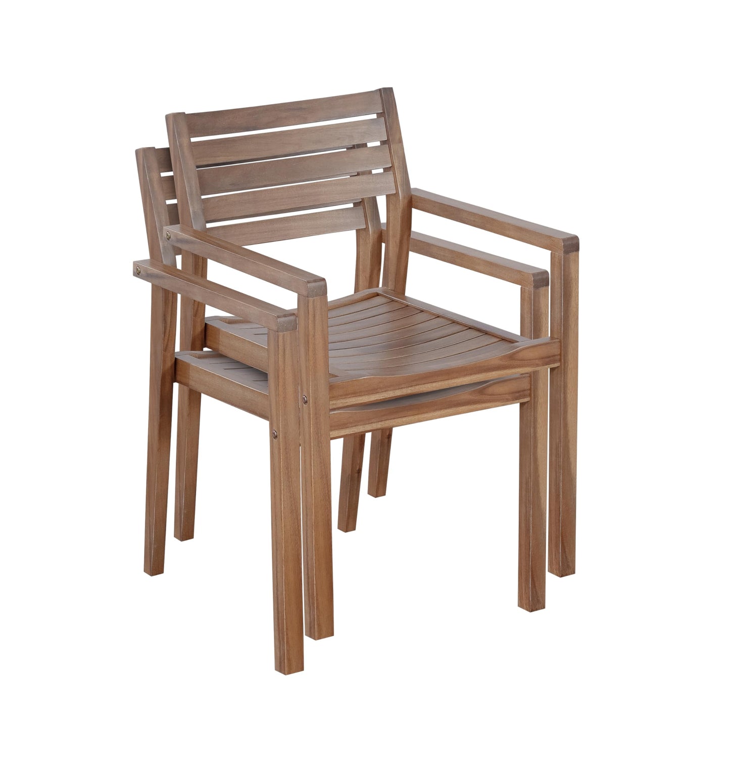 Merax 5-Piece Outdoor Dining Set for 4 People, Weather-Resistant Sturdy Acacia Wood Furniture Sets, 47.2" Round Dining Table, for Patios Garden Poolside Lawn, Light Gray Tabletop+Light Brown Chair