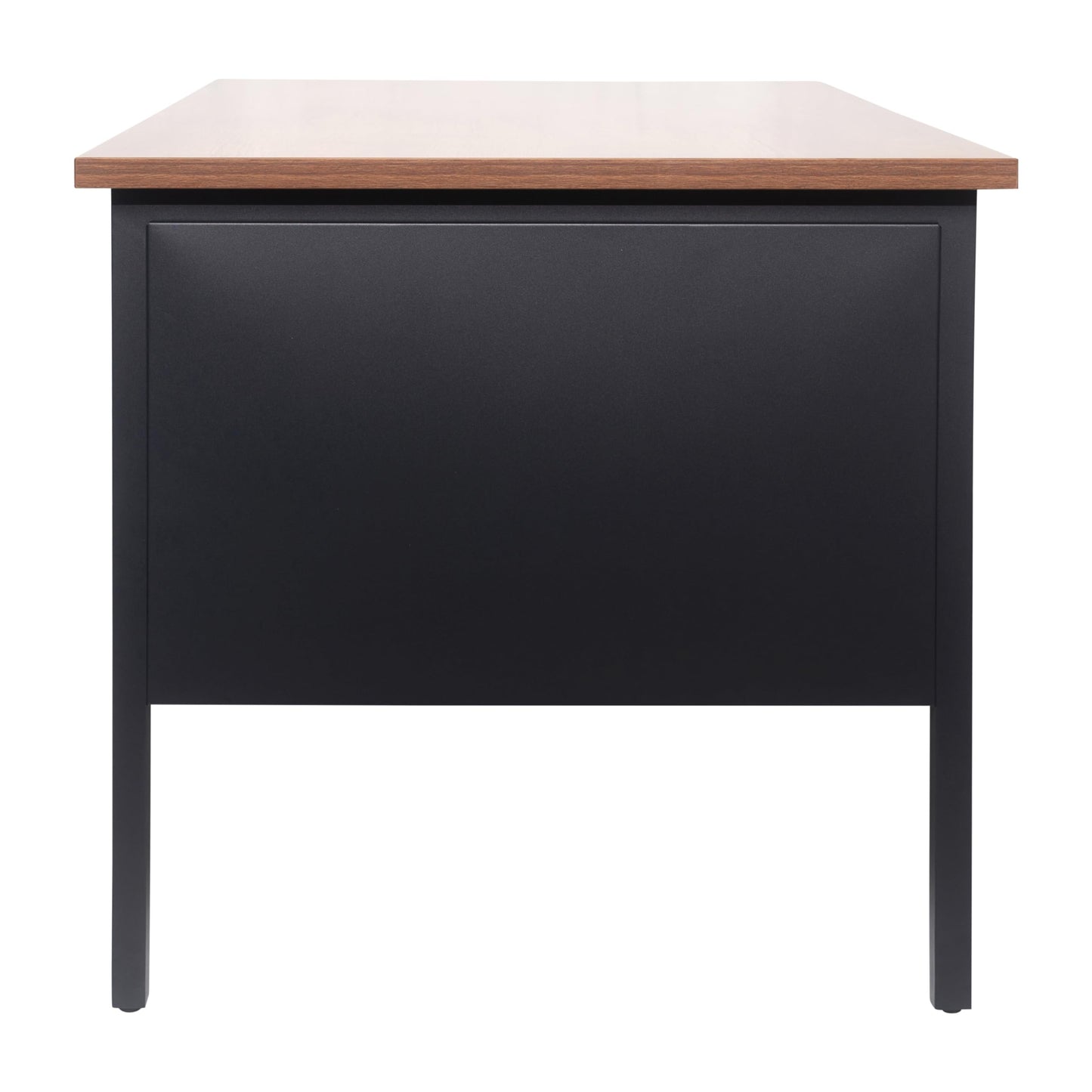Flash Furniture Cambridge Right Side Single Pedestal Desk with 3 Locking Drawers, Commercial Grade Teacher's or Office Desk, 30x60, Metal Frame, Walnut/Black