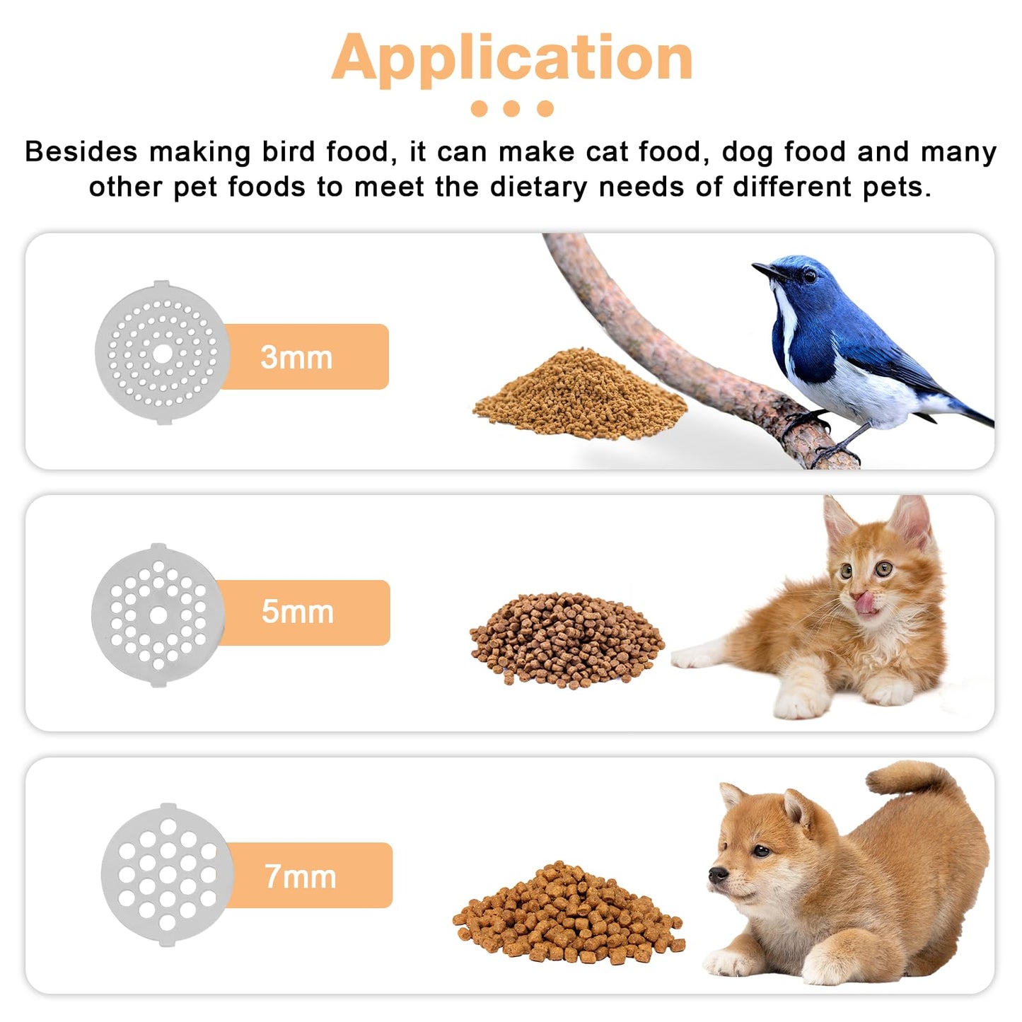 YUCHENGTECH Electric Animal Feed Pellet Machine Pet Food Pellet Machine for Making Cat Dog Bird Fish Feed with 3mm/5mm/7mm Molds 500W 110V