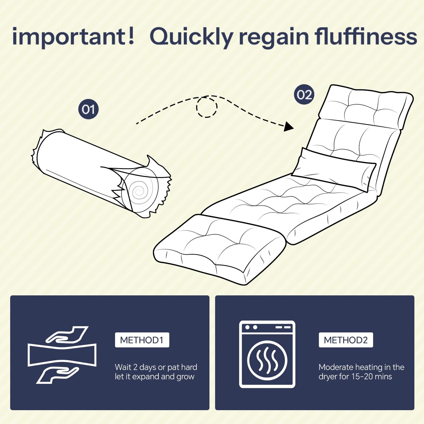 Outdoor Lounge Chair Cushions Set of 2 with Pillow, Olefin Waterproof and Fade Resistant Patio Pool Chaise Lounge Cushions Replacement for Indoor Furniture with Ties, 81 x 27 x 4.5 Inches, Beige