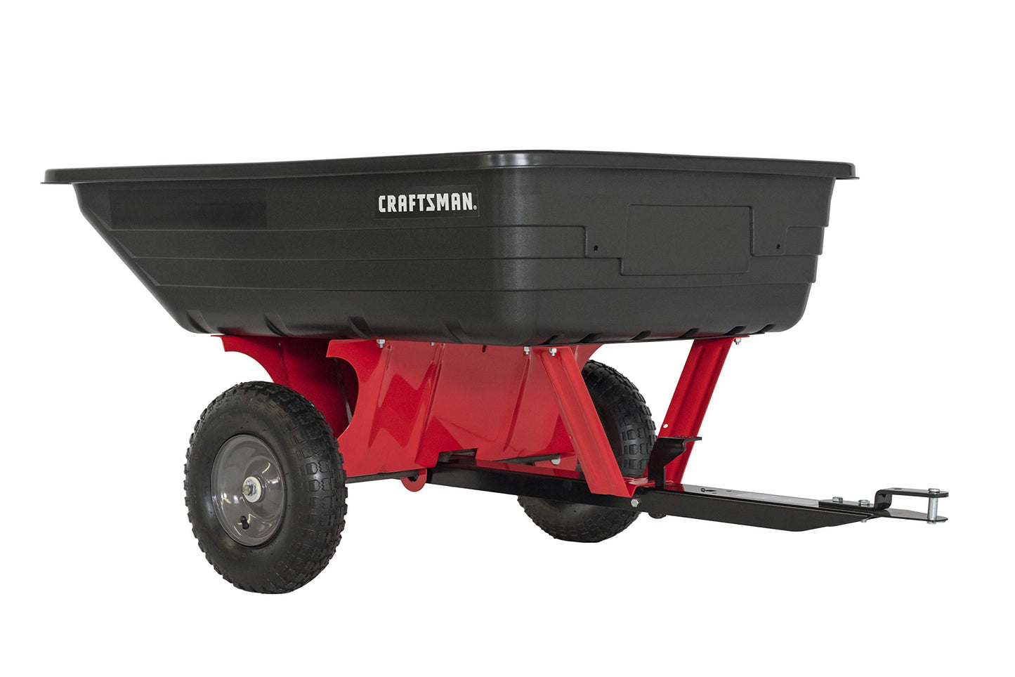 Craftsman Tow Poly Dump Cart for Lawn Tractors and ATVs, 350 lb Load Capacity, 10 Cu Ft Lawn and Garden Utility Trailer