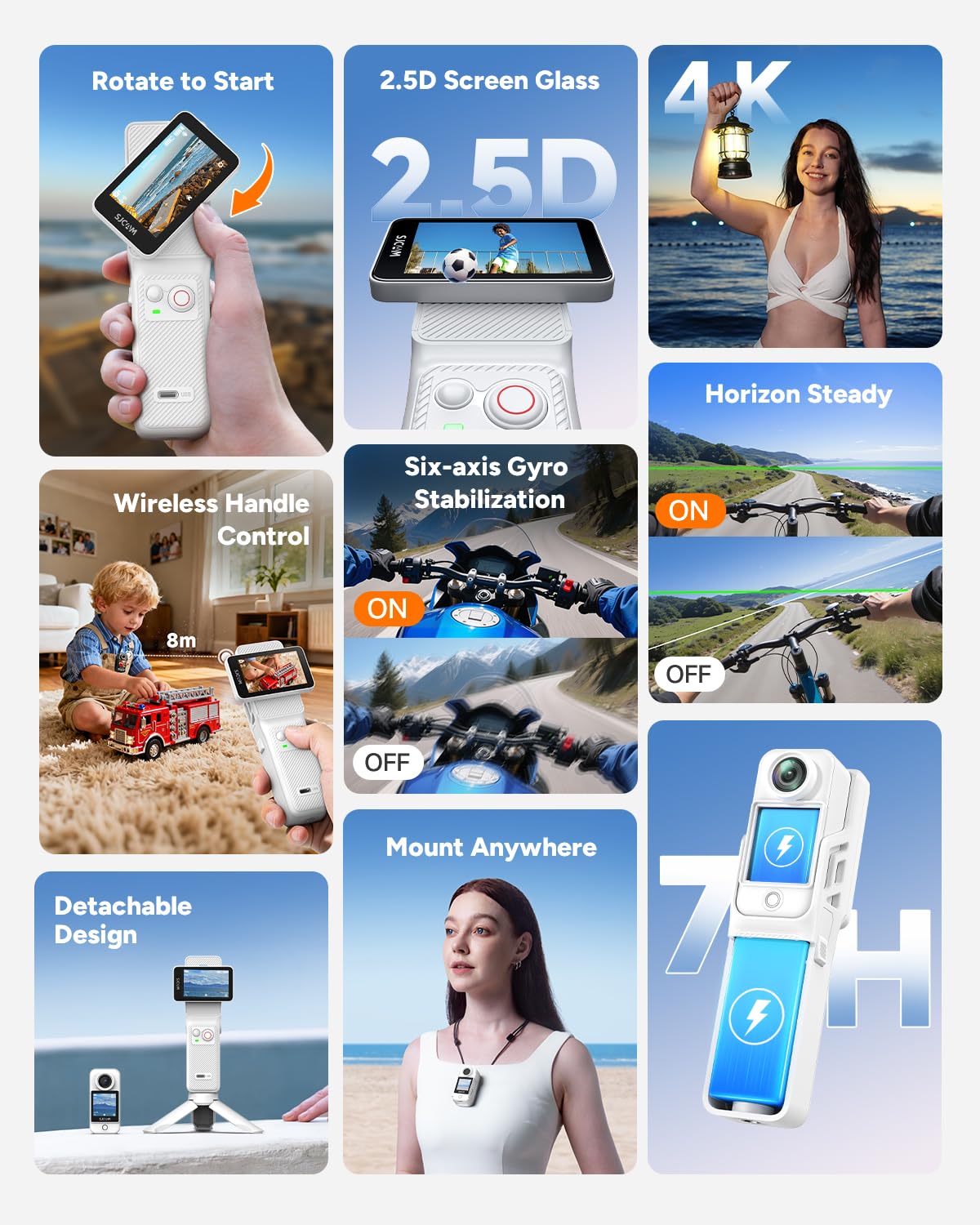 SJCAM C400 4K Action Camera for Vlogging, 6-Axis EIS Stabilizer, 7H Battery, Magnetic Wearable Body Cam, 154° Wide Angle, 2.29'' Touch Screen, 30M Waterproof, 5G WiFi, 64GB Card, POV Cam for YouTube
