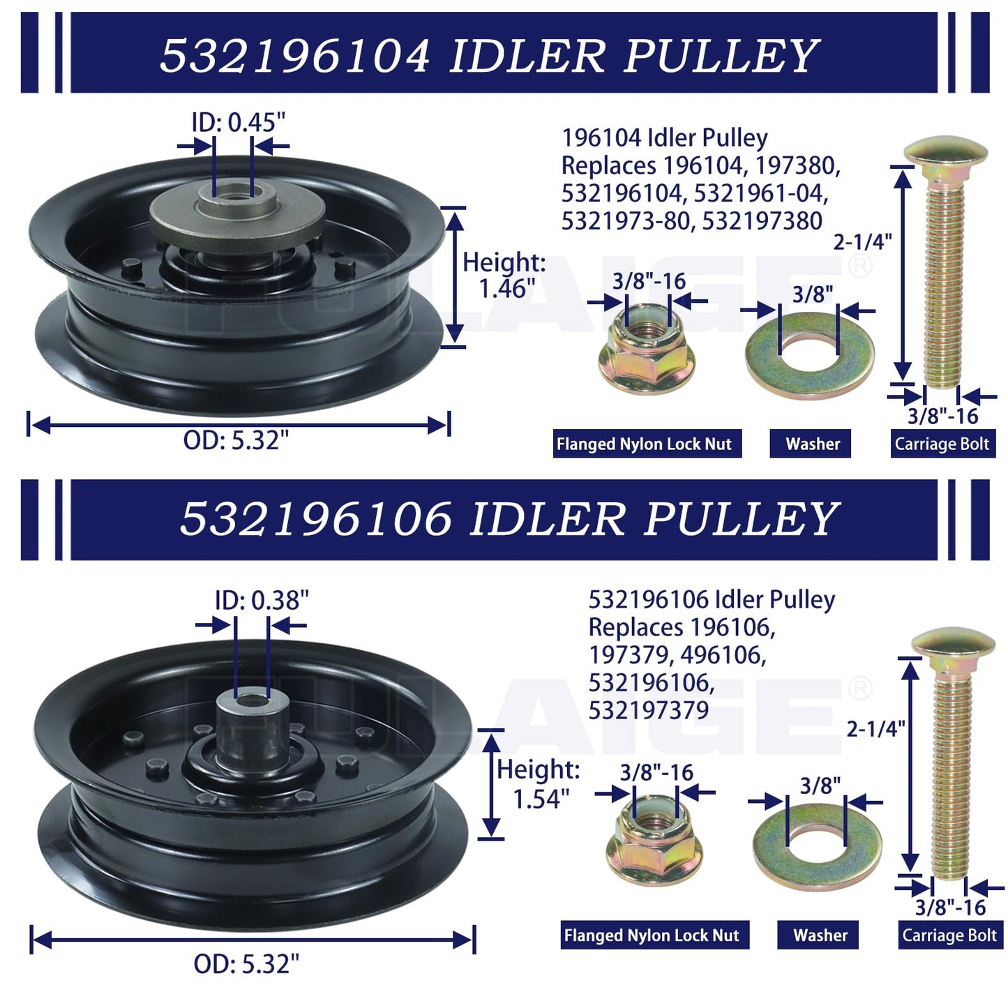 FULAIGE 54" Mower Deck Rebuild Kit for Husqvarna LGT2654 YTH24v54 LGT2554