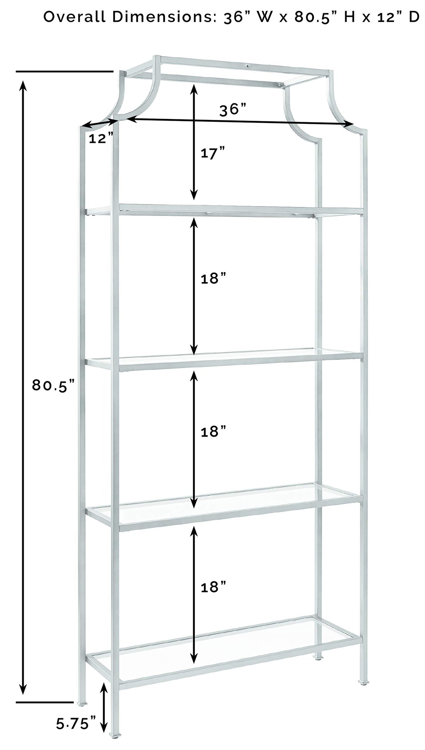 Crosley Furniture Aimee Bookshelf with Glass Shelves, Bookcase Storage, Gold and Glass