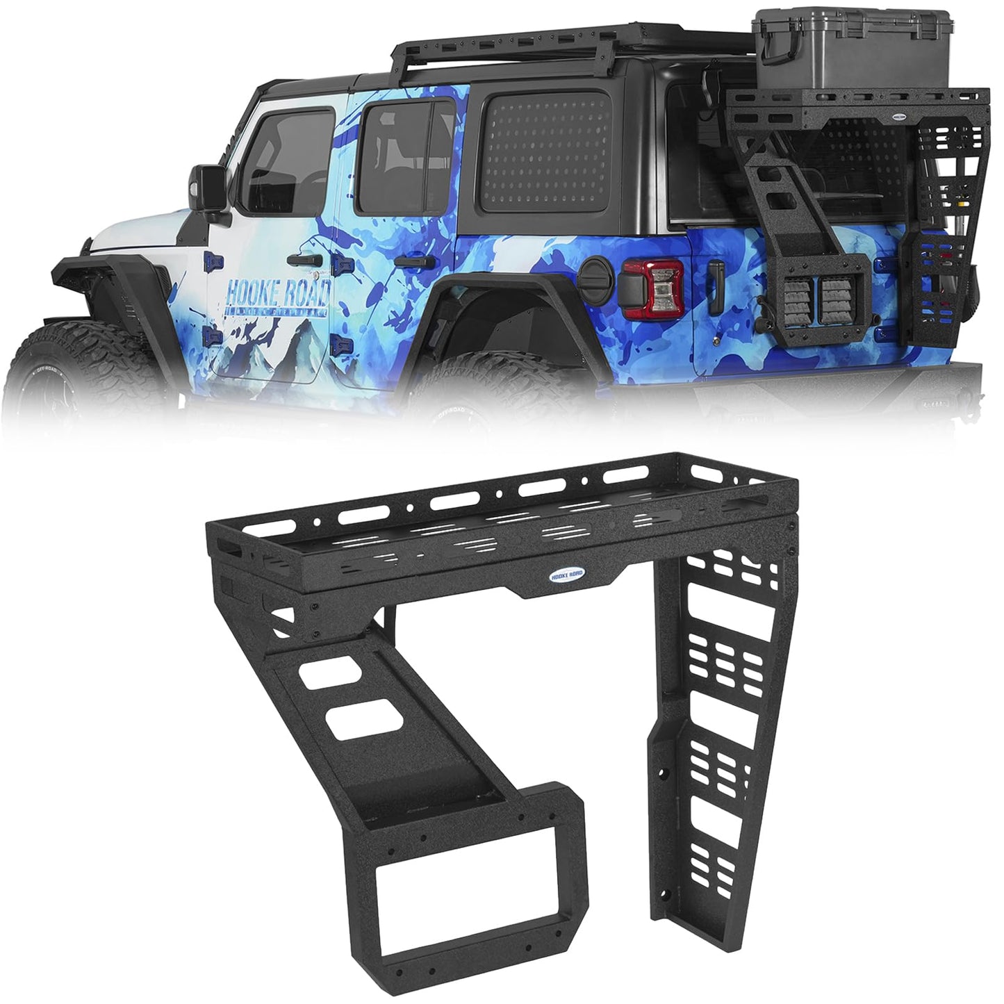 Hooke Road JL Tailgate Spare Tire Cargo Basket Rack for 2018-2026 Jeep Wrangler JL 2/4 Doors, Rear Cargo Storage Tray for Overlanding Gear