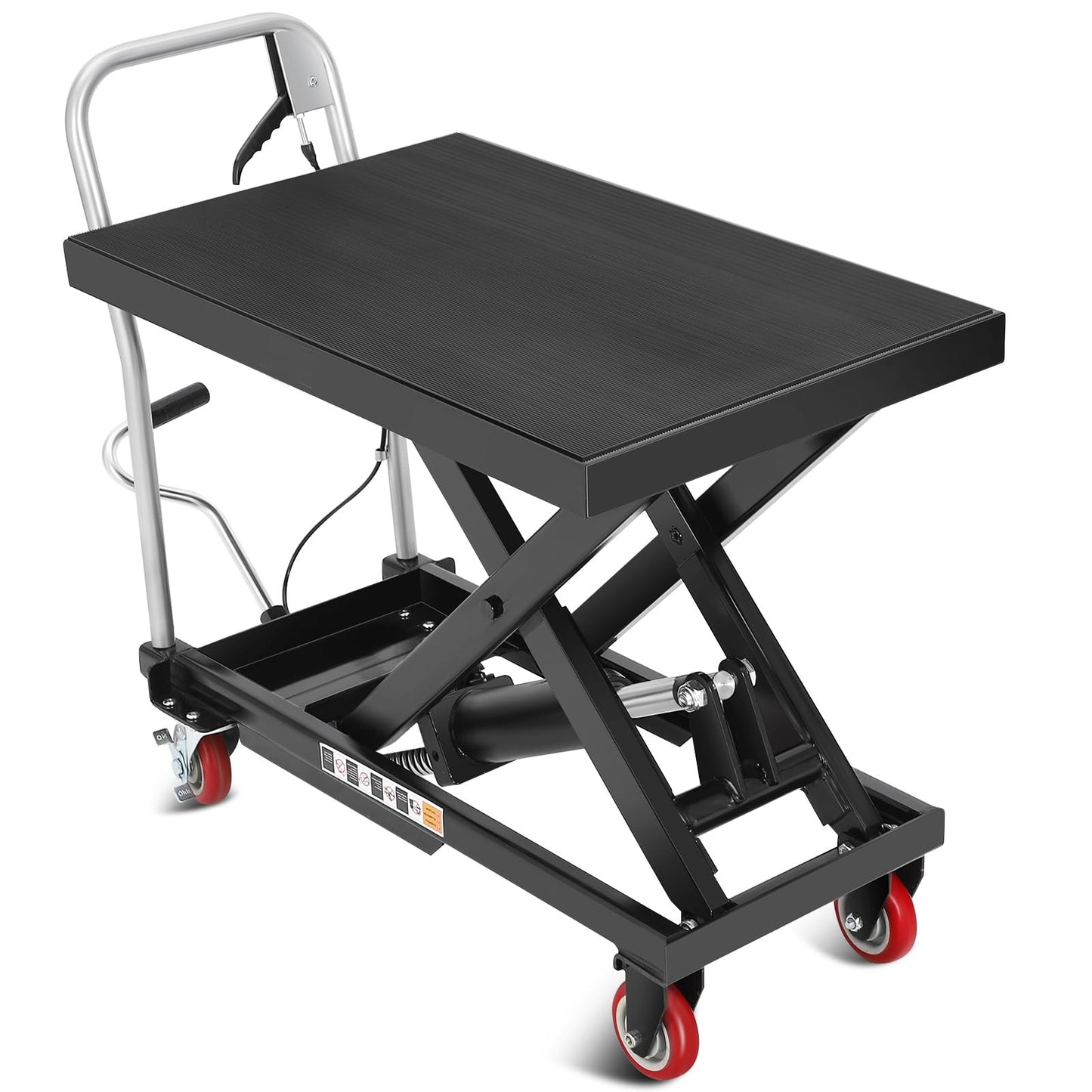 Garvee Hydraulic Lift Table Cart, 1100 LBS Capacity 32" Lifting Height Single Scissor Lift Table with 4 Wheels & Non-Slip Pad, for Material Handling and Transportation, Black