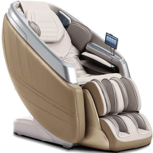 iBooMas P03 4D Massage Chair Full Body, Zero Gravity Massage Chair Recliner with 55" SL Track, 30 Auto Programs, Airbag Mode, Calf & Foot Roller, AI Voice, Relaxation & Sleep Support, Beige