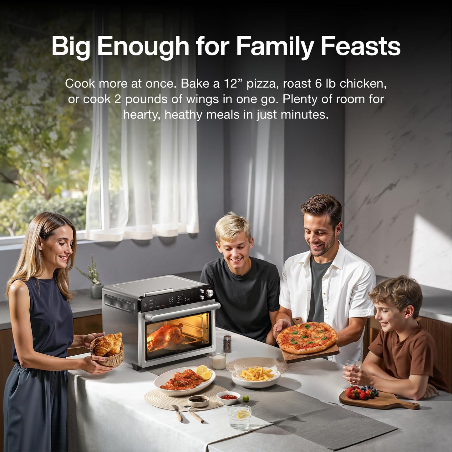 Typhur Sync Oven with Smart Wireless Meat Thermometer Probe, 12‑in‑1 Countertop Airfryer Toaster Oven Combo, 360° Turbo Convection, Dehydrator, Recipes & 5 Accessories, Large 27QT with Extra Wire Rack