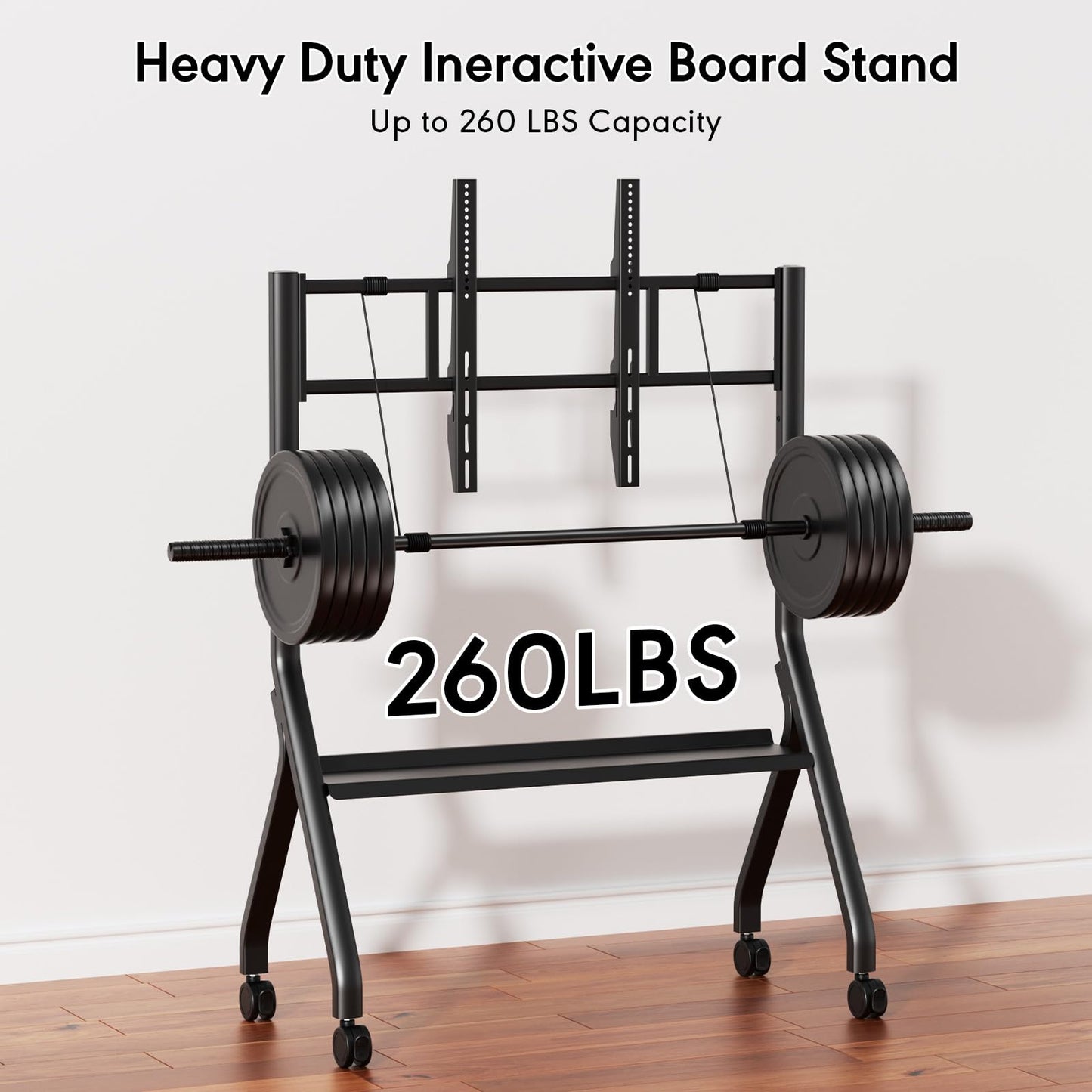 Smart Board Stand for 55-100 Inch Interactive Whiteboard, Height Adjustable Mobile Stand with 4 Lockable Rolling Wheels for Smartboard