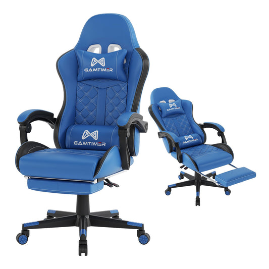 Gamtimer Gaming Chair, 400 lbs Adult Chair, High Back Computer Chair with Footrest and Linked Armrests, Office Video Game Chair with Lumbar Support (Blue)