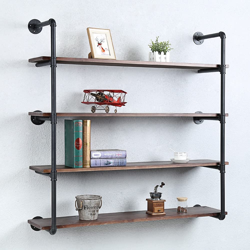 Industrial Pipe Shelves With Wood Planks,Rustic Pipe Shelving Wall Shelf