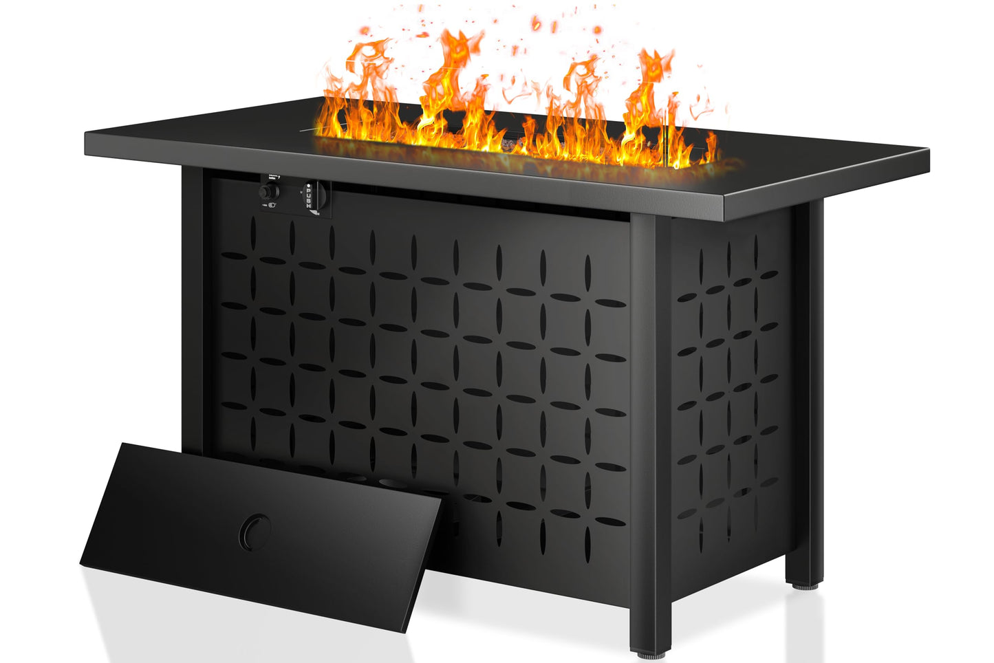 Shintenchi 43" Propane Fire Pit Table,50,000 BTU Rectangular Gas Fire Pit Table,CSA-Certified Steel 2-in-1 Multi-Use Propane Gas FirePits with Lid and Lava Rocks for Patio Garden Yard,Black