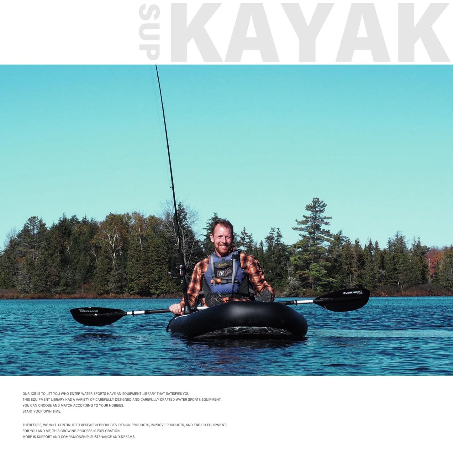 TIGERXBANG 10.2'x35''x8'' Inflatable Kayak with Detachable Seat, SUP-Kayak Set Includes Hand Pump/Aluminum Oar/Backpack, Boat for Adults/Youth | for Fishing, Touring