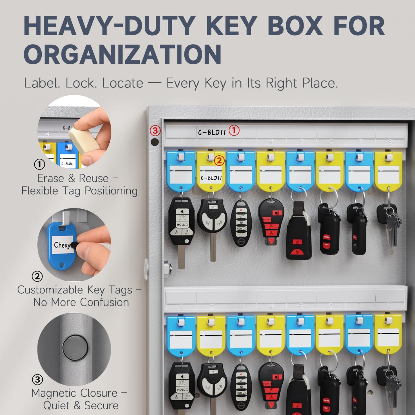 WeHere 120 Key Lock Box, Smart Key Cabinet with Key Management System, App, Bluetooth, Dynamic/Static Password, WiFi Unlock(Sold Separately), Wall-Mount Commercial Key Storage Box for Office, School