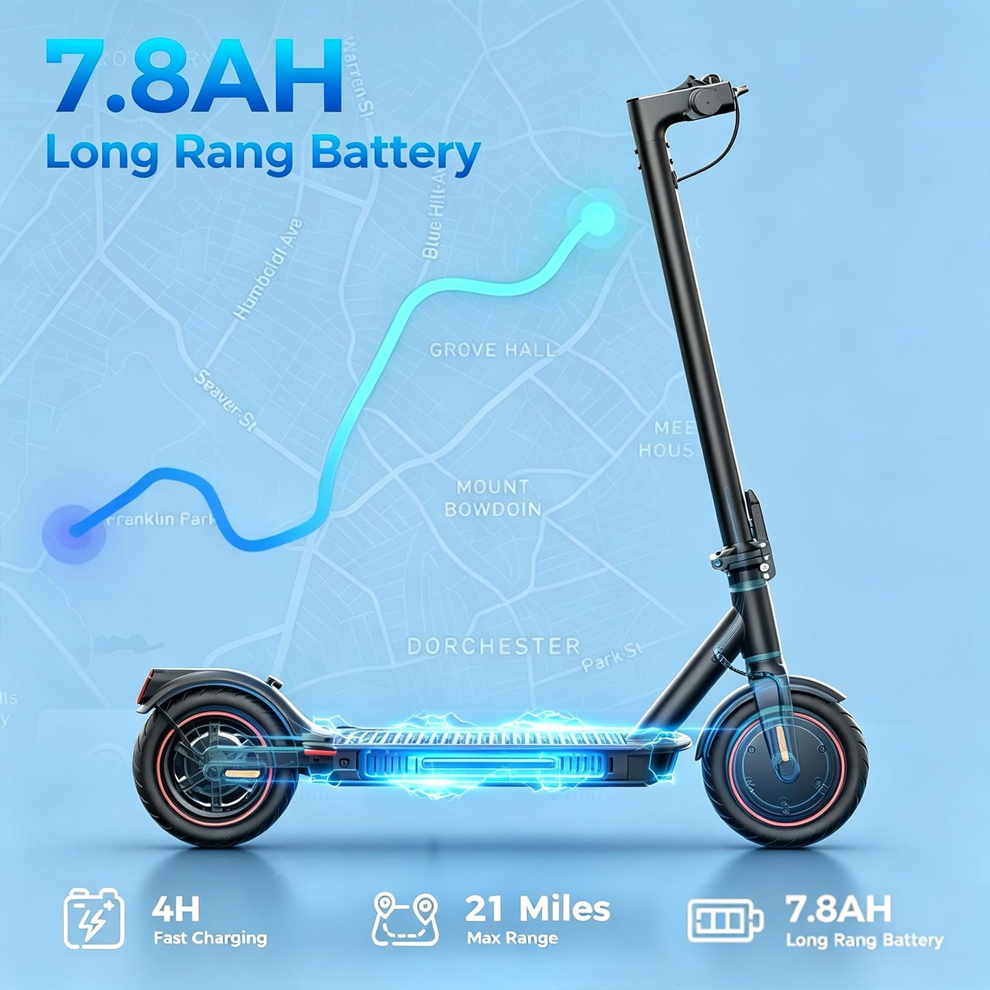 HopCycle Electric Scooters - Electric Scooter Adults, 1200W/1000W/500W Motor, 28/25/21/18 MPH Top Speed, 10''/8.5'' Tires, 28/25/23/21Miles, APP Control E Scooter for Teens E-Black