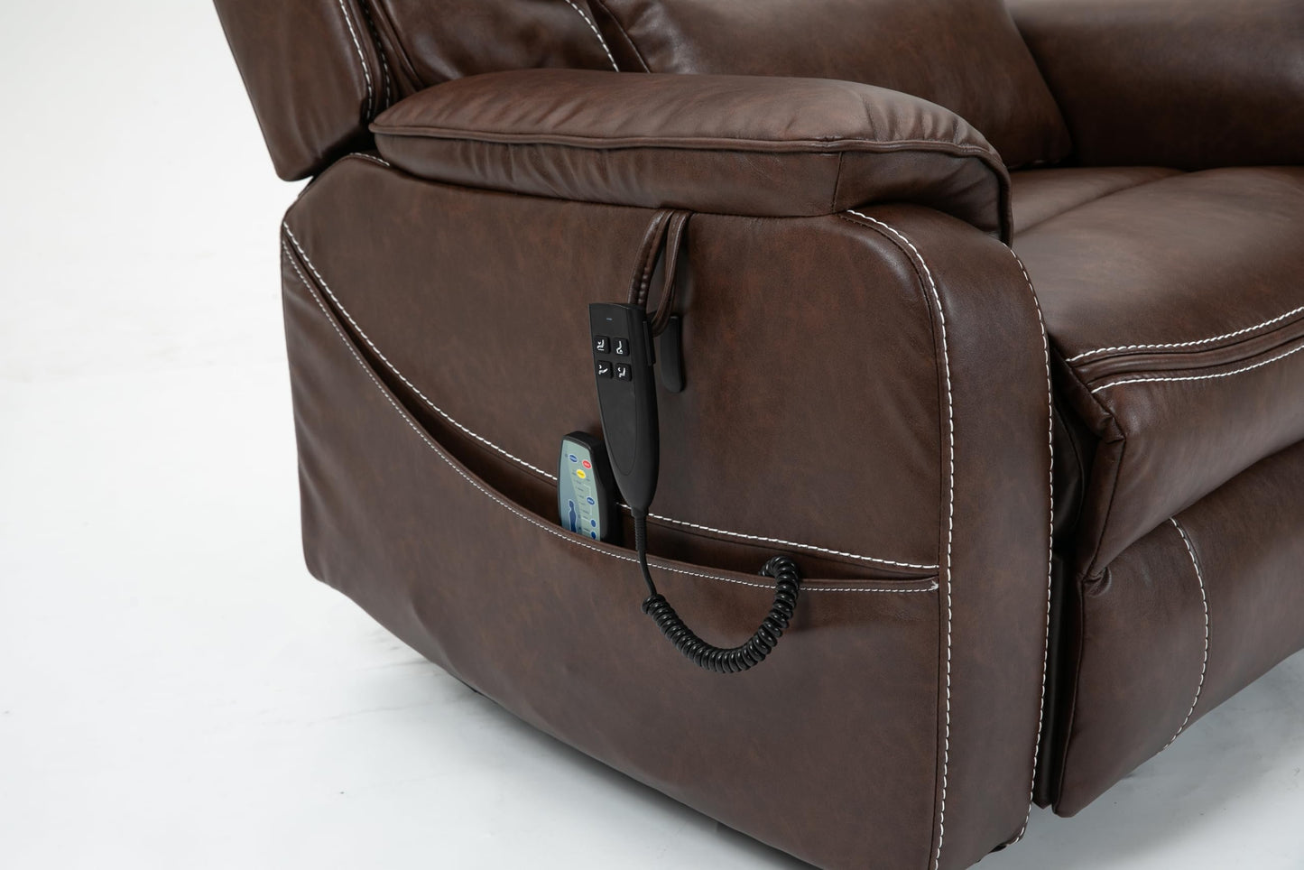 GDFStudio Oversized Power Lift Recliner Chair with Heat Massage Wireless Charging 180 Degree Lay Flat Electric Reclining Sofa with Cup Holder and Dual Remote Control, Brown