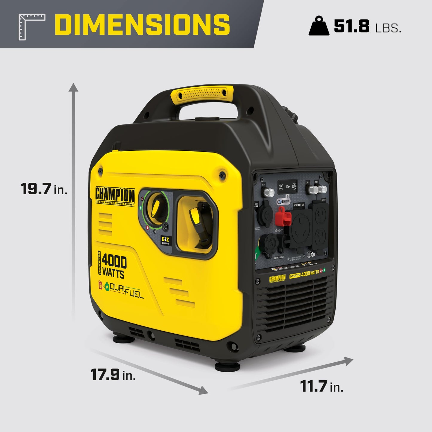 Champion Power Equipment 4000-Watt Dual Fuel RV Ready Portable Inverter Generator with Quiet Technology and Free 3-Year Warranty