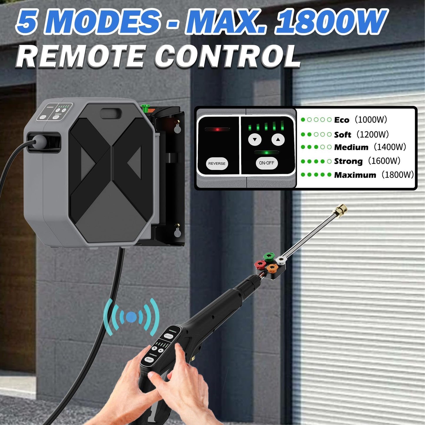 DECOKTOOL 5000PSI Wall Mounted PowerWasher with 4 Quick Connect Nozzles, Foam Cannon for Car, Lane, Patio Cleaning