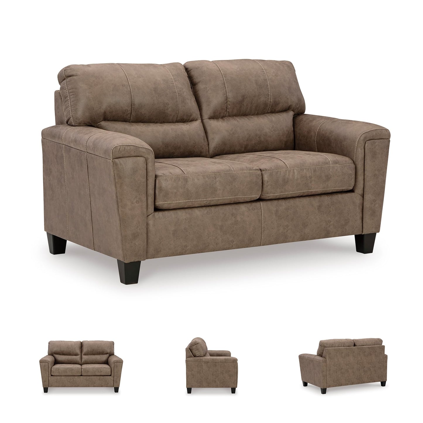 Signature Design by Ashley Navi Modern Loveseat with Removable Cushions, Dark Brown