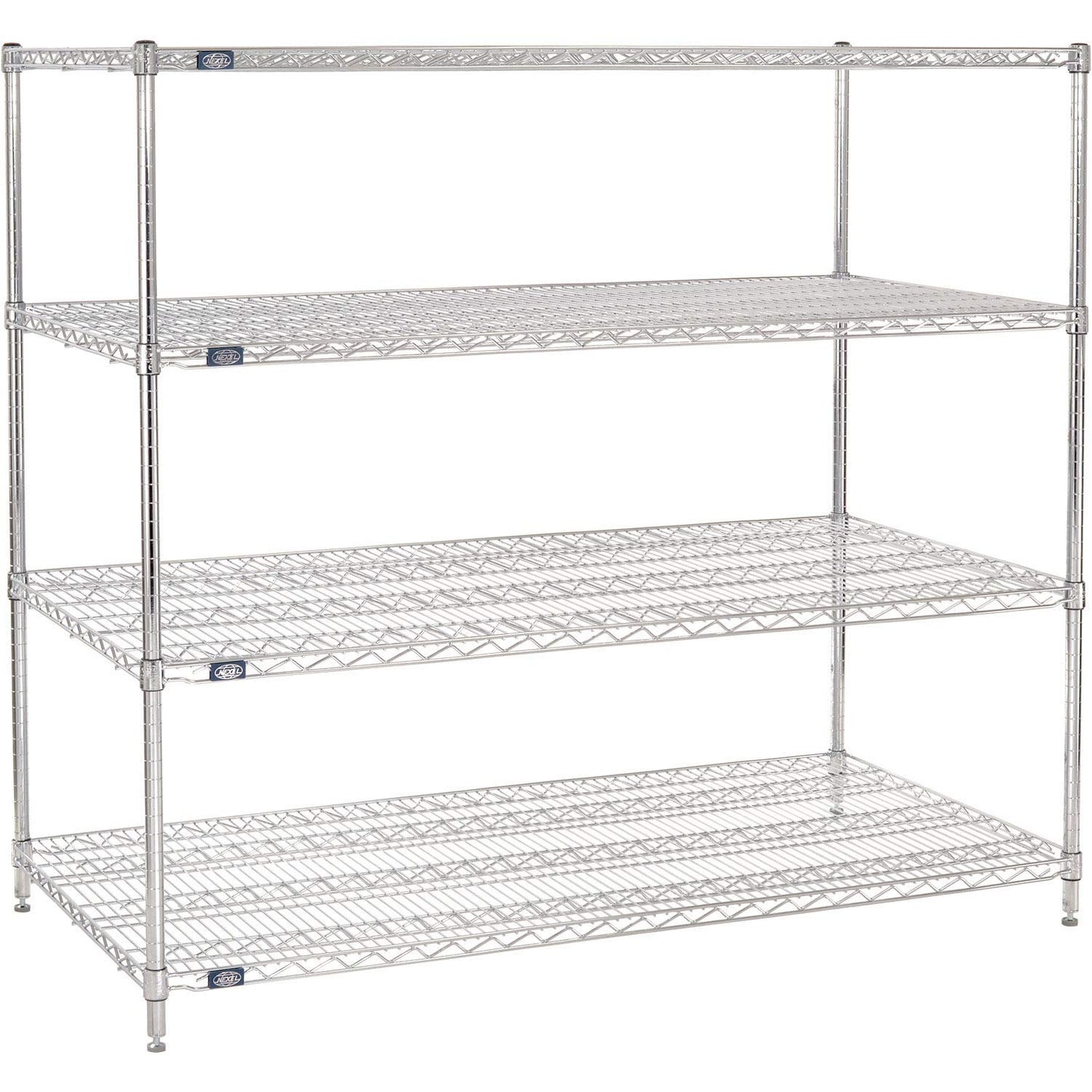 Nexel Adjustable Wire Shelving Unit, 4 Tier, Commercial Dry Storage Rack, 30" x 60" x 54", Chrome