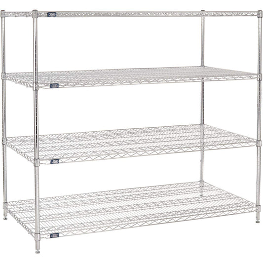 Nexel Adjustable Wire Shelving Unit, 4 Tier, Commercial Dry Storage Rack, 30" x 60" x 54", Chrome