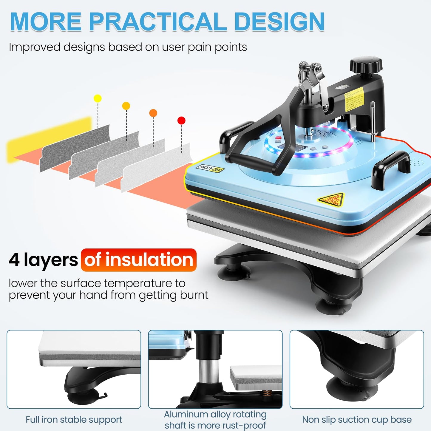 AKEYDIY Upgraded 8 in 1 Heat Press Machine for Tshirts 12X15 Inch, 360° Swing Away Shirt Press Machine for Sublimation, Multifunctional Heat Transfer Machine Combo for Shirts Hat Cap Mug Plate
