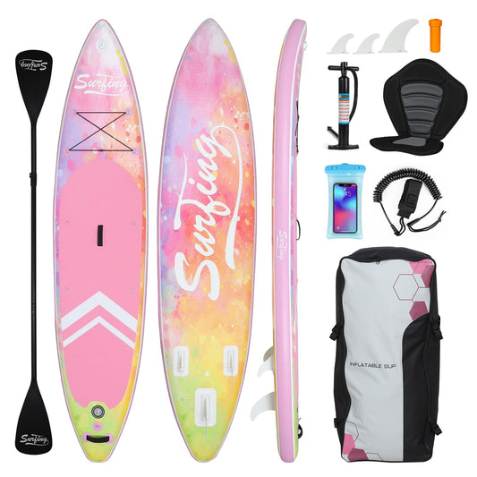 YUSING 11' Inflatable Stand Up Paddle Board, SUP Paddle Board, Portable Standing Board for Youth & Adult (Pink)