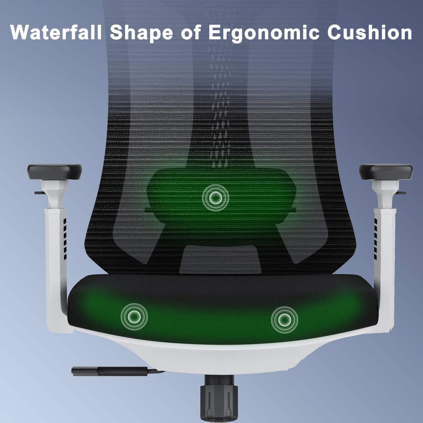 Logicfox Ergonomic Mesh Office Chair, Computer Desk Chair with 3D Armrests, Adjustable Lumbar Cushion and Adjustable Headrest, White High Back Home Office Chair with Tilt Function, Computer Chair