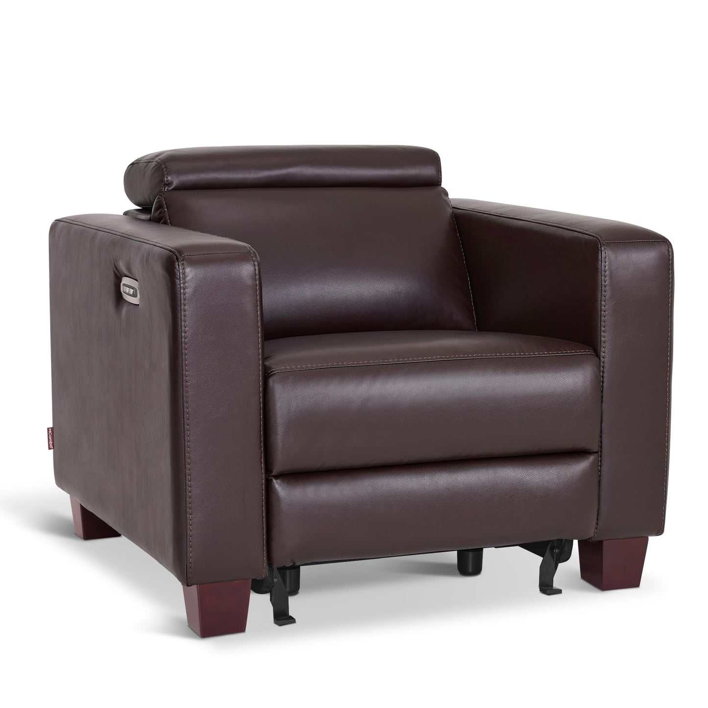 MCombo Zero Wall Recliner Chair, Wall Hugger Power Recliner Chair with Adjustable Headrest, High Wood Leg, USB & Type C Dual Charge Ports, for Living Room, Small Spaces, HL128 (Faux Leather, Brown)