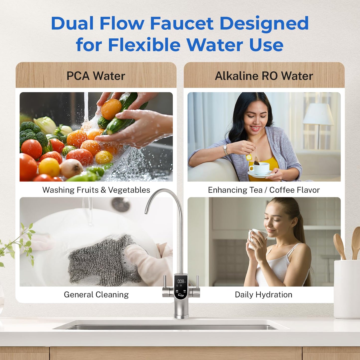 iSpring RO1200AK Dual-Flow Reverse Osmosis Water Filter, 1200 GPD Under Sink Tankless RO System, pH+ Alkaline Remineralization, 3:1 Pure to Drain, Auto Flush, TDS PFAS Reduction, Filter Reminder