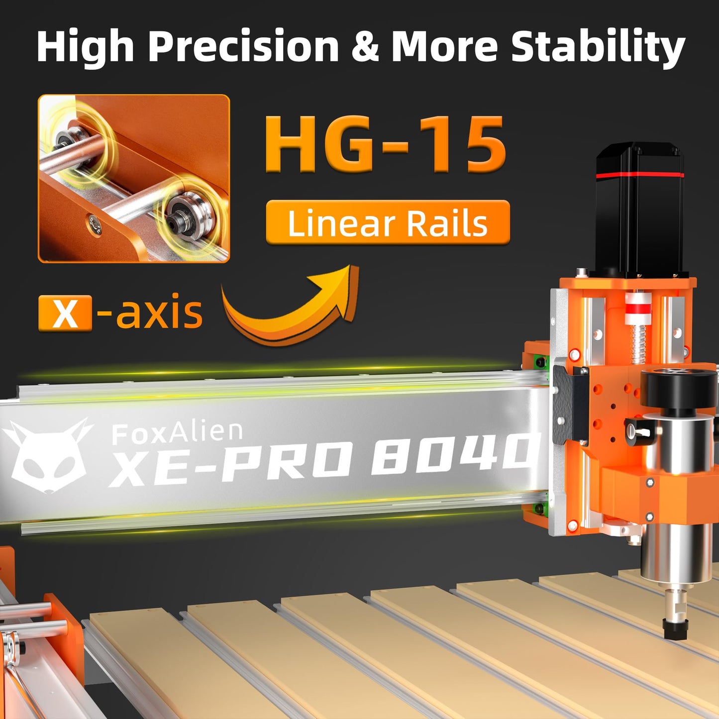 FoxAlien XE-PRO 8040 X-axis Extension Kit with Upgraded Hybrid Spoilboard Worktable, Compatible with XE-PRO CNC Router Machine