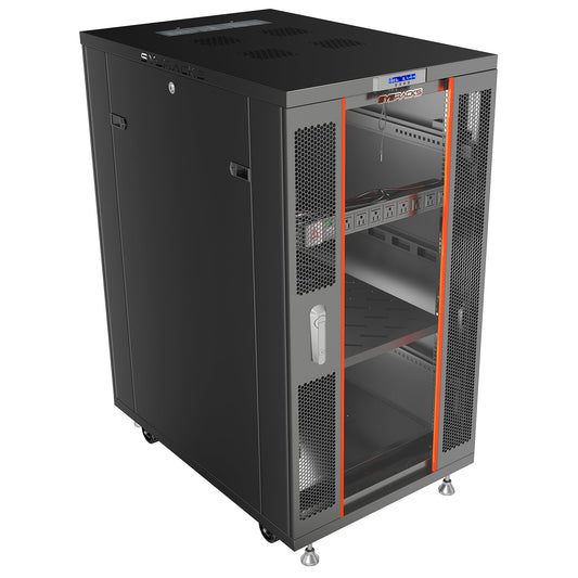 Sysracks 27U Server Rack Cabinet, 39" Deep, Glass Door, 19-Inch