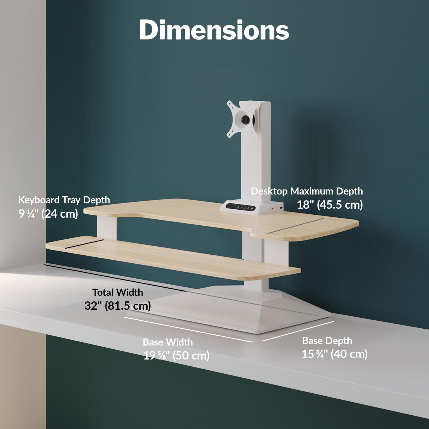 Vari VariDesk Premier Electric Converter - Standing Desk Height Adjustable Riser - Stand Up Converter for Home Office Workspace - Single Monitor Mount Computer Workstation (Light Wood)
