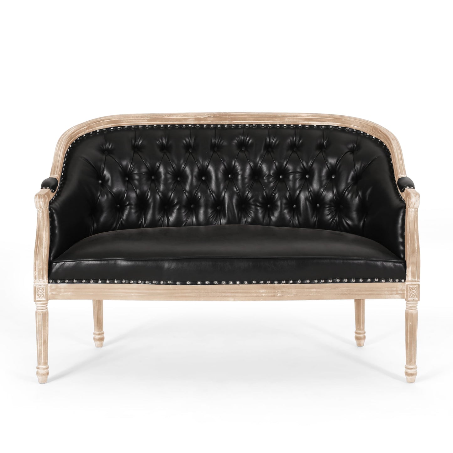Faye Tufted Upholstered Loveseat - Midnight Black/Gray