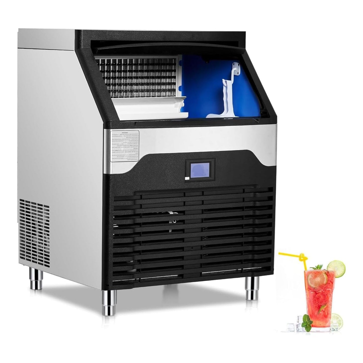 Commercial Ice Maker Machine, 260LBS/24h Stainless Steel Under Counter Ice Machine with 150LBS Ice Storage Capacity Freestanding Ice Machine
