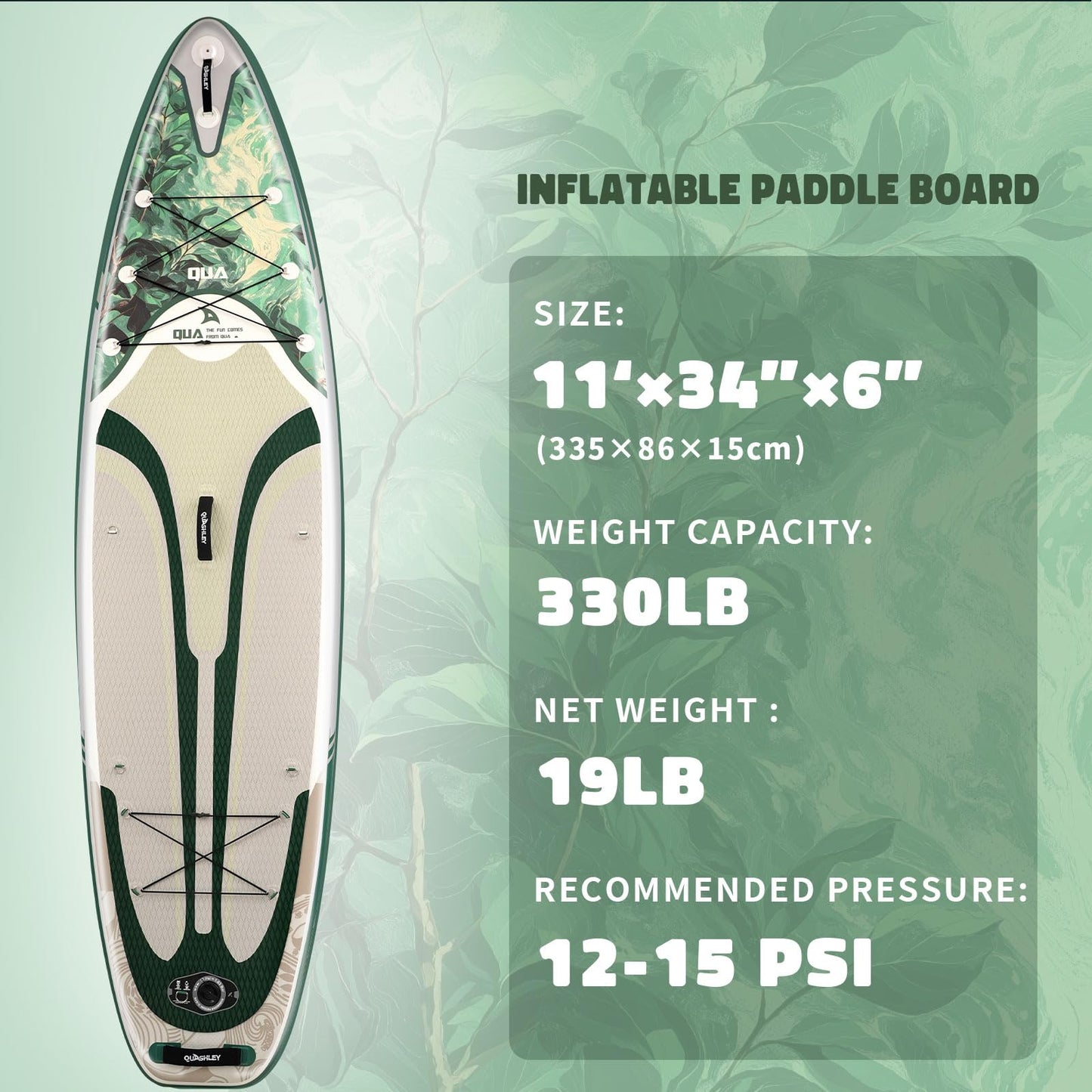 Quashley Inflatable Stand Up Paddle Board with Premium SUP Accessories,Stable Wide Design with Non-Slip EVA Deck for All Skill Levels,Ultra Stable All Around Paddleboard