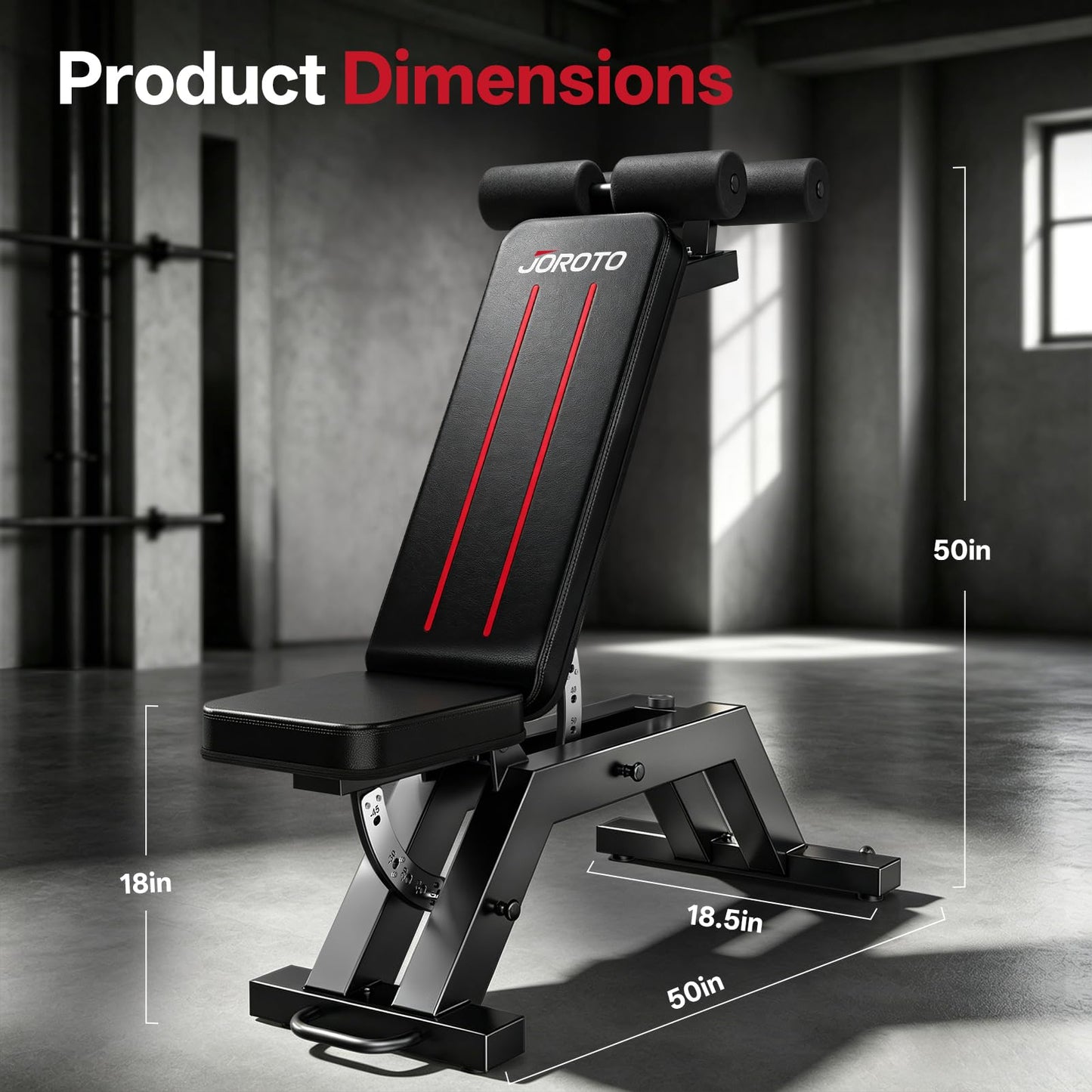 JOROTO Weight Bench, 1800LBS Capacity Workout Bench, 18” Bench Press Height, 8+5 Adjustable Weight Bench with Flat/Incline/Decline Angle, Sit Up Bench for Home Gym Strength Training