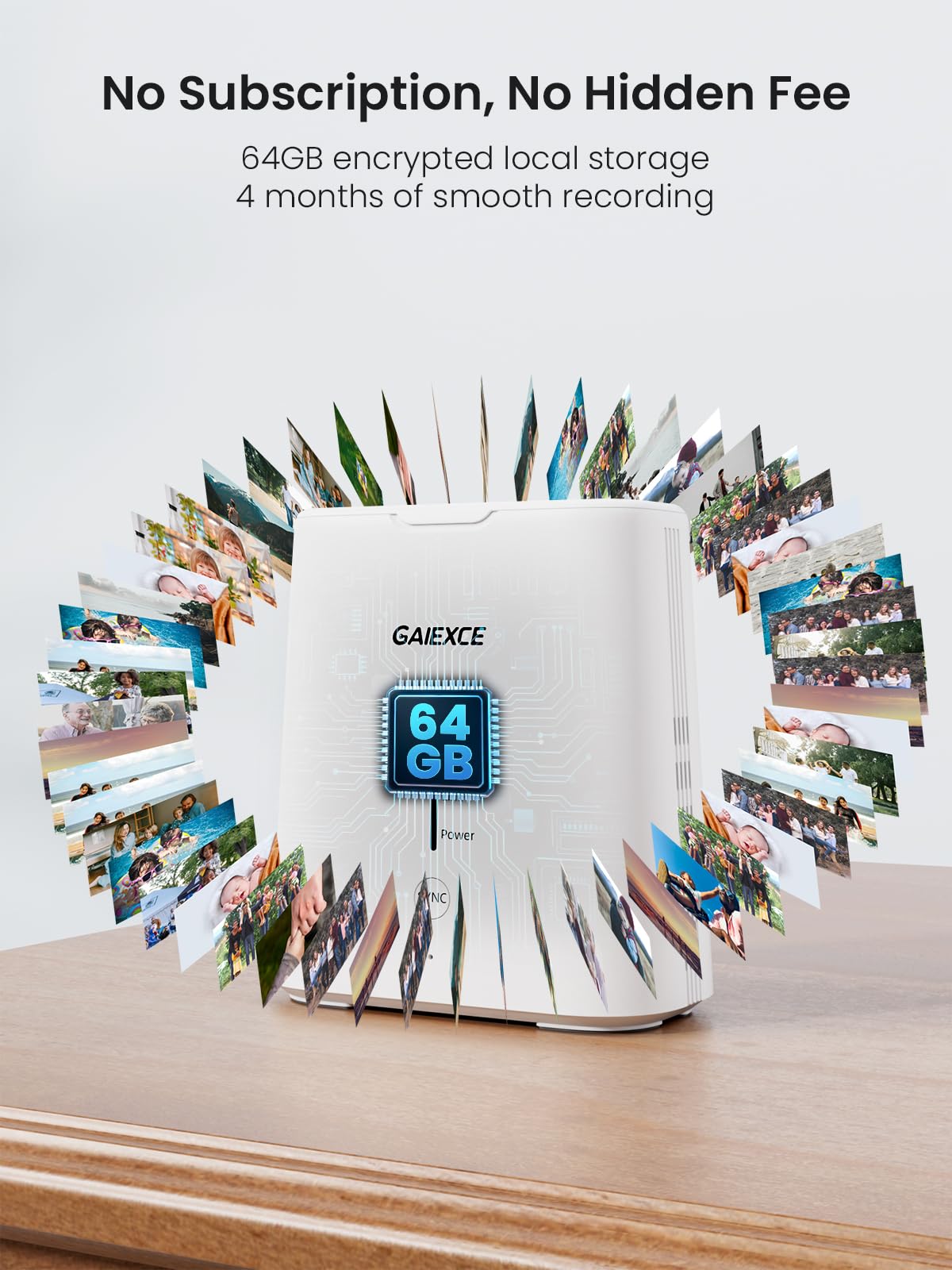 GAIEXCE Solar Cameras Outdoor Wireless, No Subscription, Expandable to 10CH, 4 Cam Kit, Home Security Camera System, 4MP Color Night Vision, 360° Pan&Tilt, Auto Tracking, 2.4G/5G WiFi, 64G SD Card