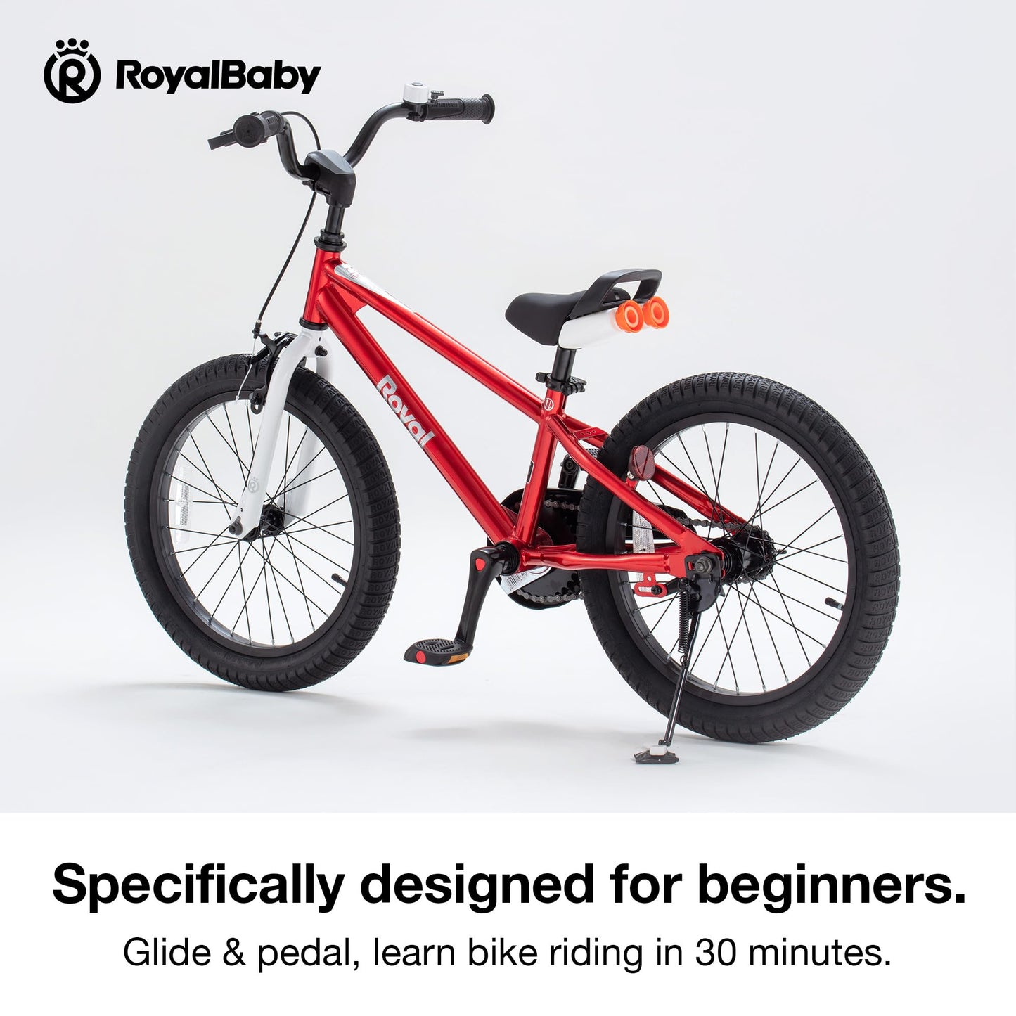 RoyalBaby EZ Kids Bike, 18 Inch Wheel Bicycle with Quick Release Crank for Beginners Easy Learn Biking, Boys Girls Ages 5-9 Years, Red