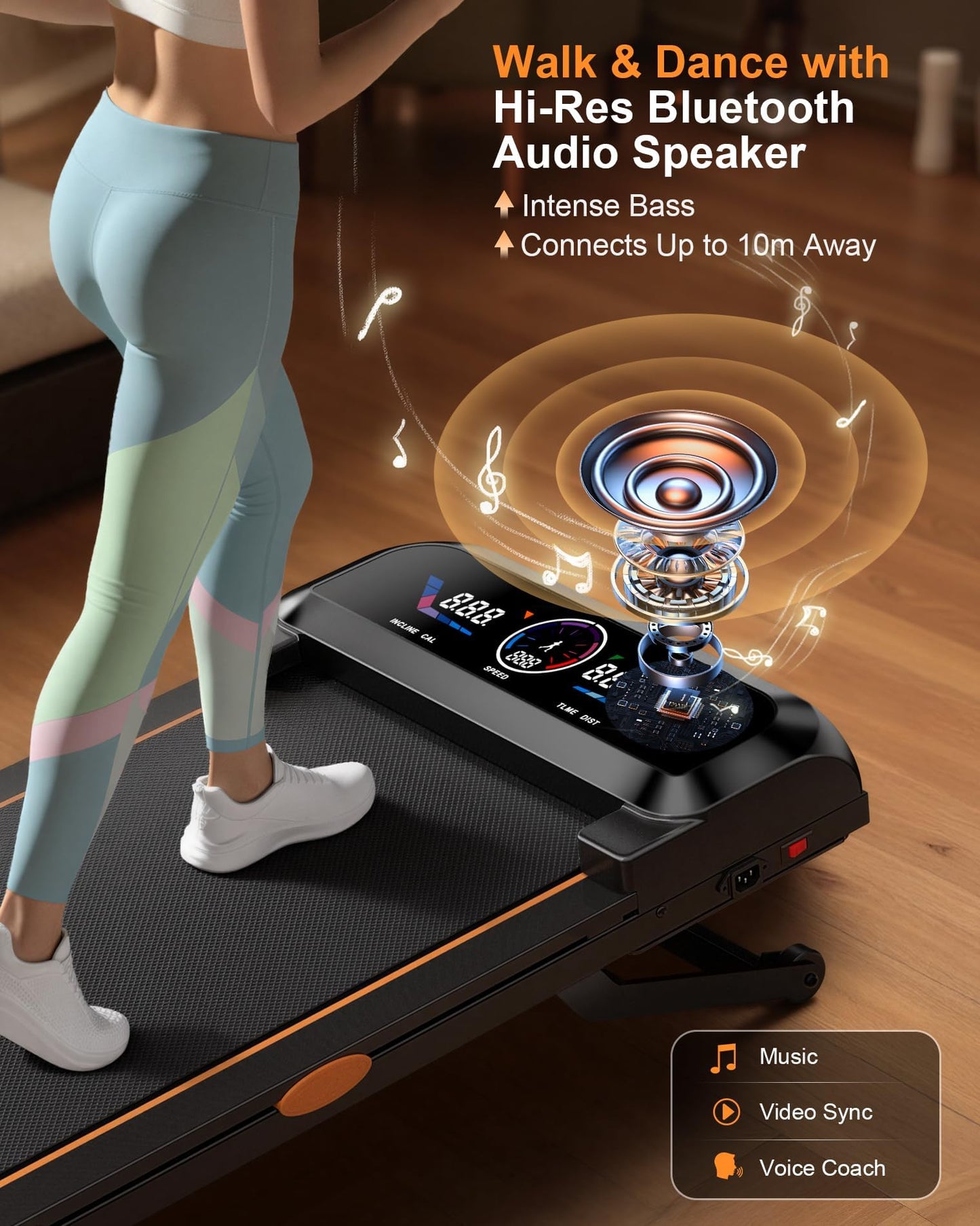 Walking Pad with 15% 12-Level Auto Incline/Bluetooth Speaker/RGB Light, 3 in 1 Under Desk Treadmill, 3.5HP Quiet Portable Treadmill for Home Hiking, 450lbs Capacity, APP & Remote