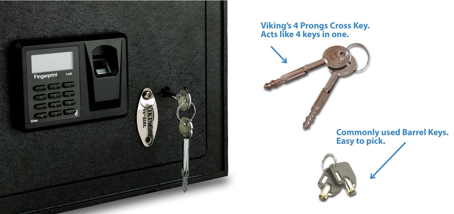 Viking Security Safe VS-12BL Heavy Duty Biometric Fingerprint Wall Pistol Gun Safe